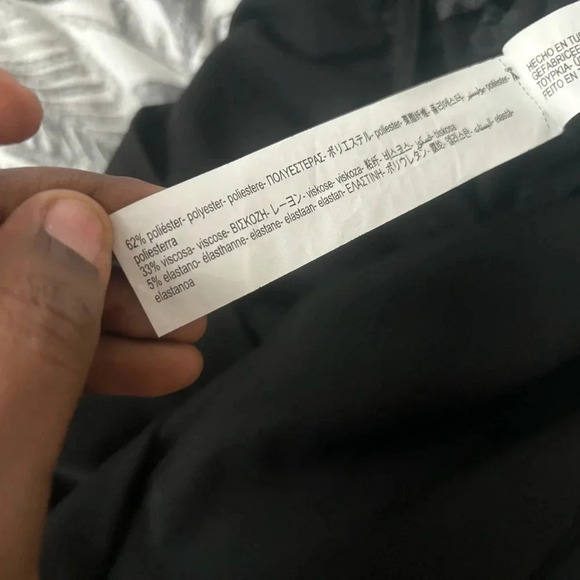 Zara wide leg elastic tie waist back front pockets black pants L - Picture 5 of 7